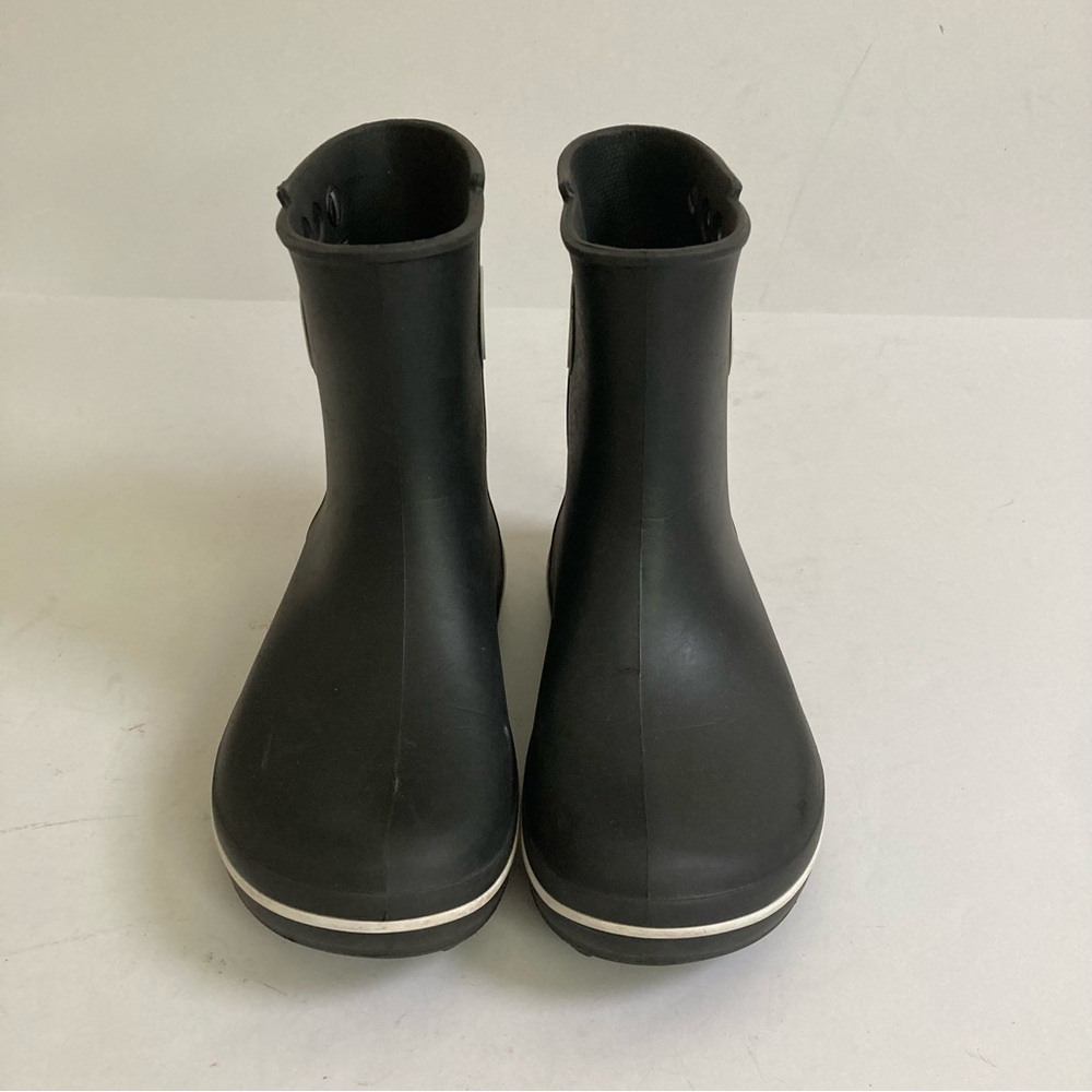 CROCS Black Rain Boot with White Accent - Picture 6 of 11